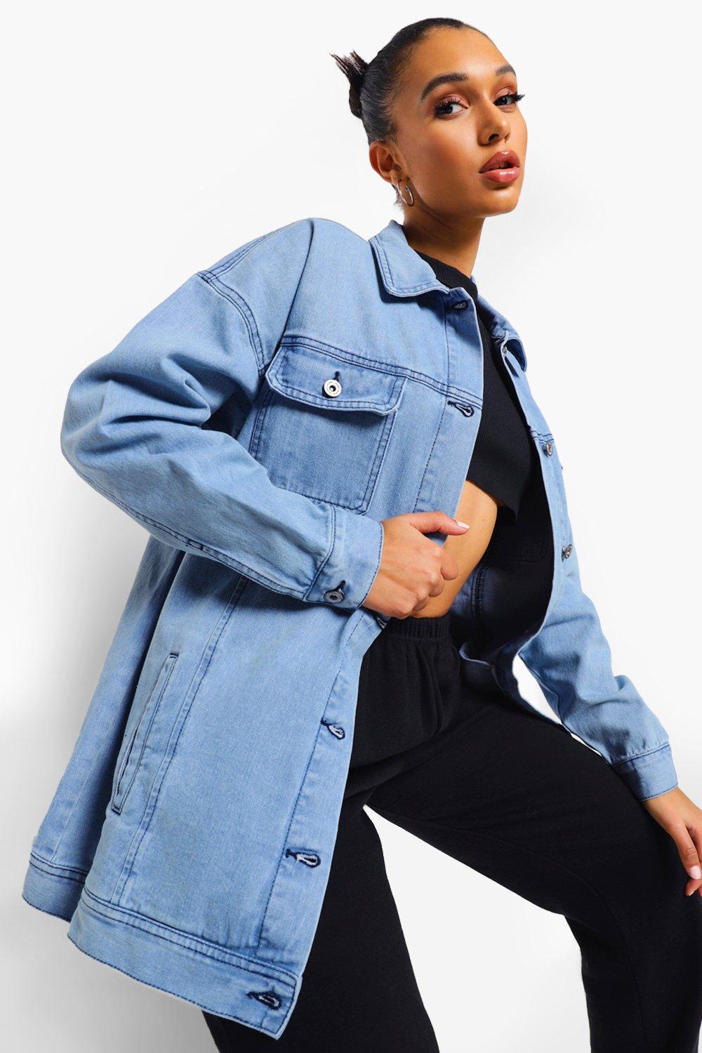 Long oversized denim store jacket